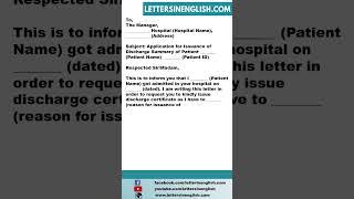 Request Letter to Hospital for Discharge Summary