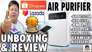 AFFORDABLE AIR PURIFIER FROM SHOPEE/LAZADA (UNBOXING/REVIEW) LCD DISPLAY, HEPA FILTER,REMOTE & TIMER