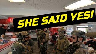 Airsofters go to In-N-Out Burger in FULL GEAR and Acquire a Wife!