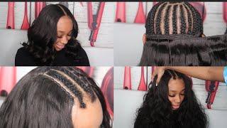 FLATTEST LEAVE OUT Sew-In Ever! How To Blend Short Leave out ft Curls Queen Hair