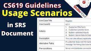 Usage Scenarios in SRS | Software Requirements Specification | CS619 Guidelines || SkillsHour