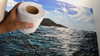 Textured Seascape Painting with Toilet Paper