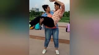 fm carry 24 | girl lifting her boyfriend | Cradle carry her boyfriend | tik tok girl lifting men