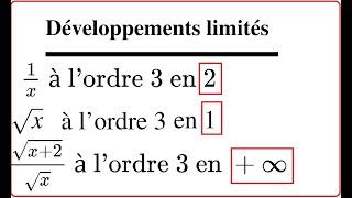 Analyse 2 ||Développements limités  DLs pas en 0|| en 1 2 en l'infini