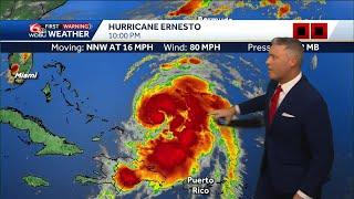 The latest stats and track on Ernesto tonight