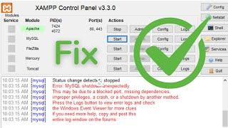 XAMPP Error Solved: MySQL Shutdown Unexpectedly (Quick Fix)