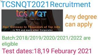 TCS is conducting again TCS - NQT 2021|last date for applying:10 February 2021|Any degree can apply