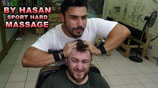 ASMR SPORT HARD MASSAGE BY HASAN & MASTER CRACK ( head,back,arm,face,neck,ear massage ) SPOR MASAJI