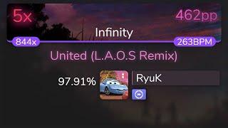 [Live] RyuK | Our Stolen Theory - United (L.A.O.S Remix) [Infinity] +DT 97.91% { 462pp 5} - osu!