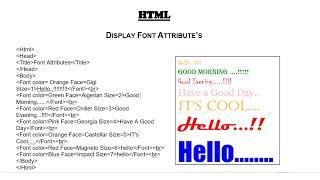 html tutorial for beginners || write a program to display font attributes in html