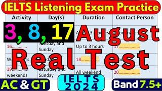 03 & 08 AUGUST 2024 IELTS LISTENING TEST WITH ANSWERS | IELTS 2024 | IDP & BC