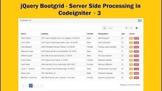 jQuery Bootgrid - Server Side Processing in Codeigniter - 3