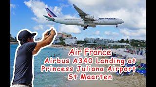 Air France Airbus A340 Landing at Princess Juliana International Airport. St Maarten