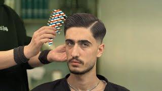 | ASMR BARBER | Classic SIDE PART haircut Full tutorial - Relaxing Barbershop service!