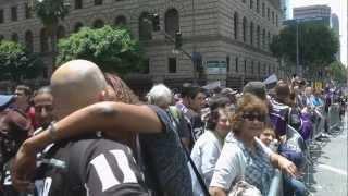 2012 L.A. Kings Stanley Cup Champion Parade marriage proposal couple, 7th and Figueroa Streets