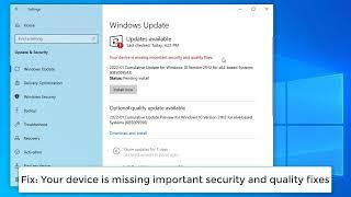 FIX: Your device is missing important security and quality fixes | Windows 10