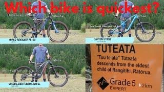 Which type of mountain bike is the quickest on a Grade 5 Mountain Bike Trail?