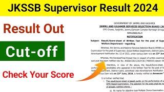 jkssb supervisor result 2024|result out|CUTOFF|check Your Score