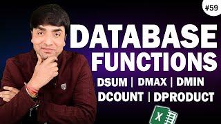 Database Functions (DSUM , DAVERAGE , DCOUNT , DMAX , DMIN , DPRODUCT)