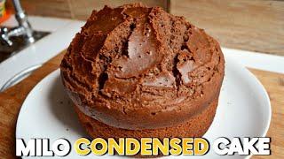 NO OVEN + NO MIXER | MILO CONDENSED MILK CAKE! | Precy Meteor