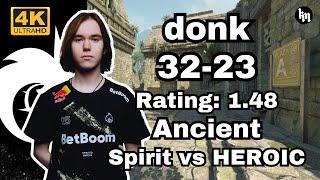 donk(32-23) Spirit vs HEROIC (Ancient) | Perfect World Shanghai Major 2024 #cs2 #pov