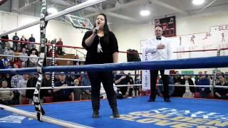 Leilani Marie singing the National Anthem at The Golden Gloves