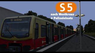 S-Bahn Berlin - S5 nach Westkreuz + Polizeieinsatz - BR481 Mod + Original Ansagen und LED ZZA