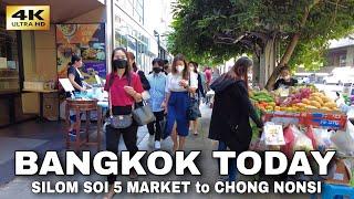 Walking in Bangkok | Silom Soi 5 La Lai Sap Market to Chong Nonsi BTS Station