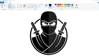 How to draw Ninja Logo in Computer using Ms Paint | Logo making Tutorial.