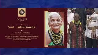 President Kovind presents Padma Shri to Smt Tulsi Gowda for Social Work