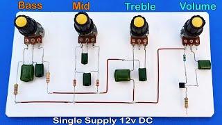 Simple & Powerful Bass Treble Mid Volume Controller , Single Supply 12 Volt DC // For Any Amplifier