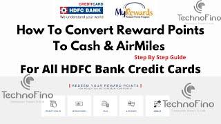 How to Redeem HDFC Bank Credit Card Reward Points to Cash & Airmiles | All HDFC Bank Credit Cards 