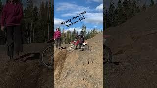 Crash in the gravel pit! Riding high up the pile!!!