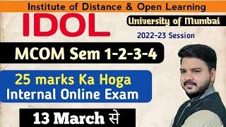 IDOL MCOM | MA | Internal online Exam|Hallticket | Tips for Online Exam| Mumbai University