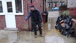 Concrete piles and rods for a garden room