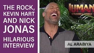 Jumanji's Dwayne 'The Rock' Johnson, Kevin Hart and Nick Jonas in hilarious interview