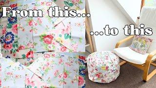 Scrap Fabric Footstool - Using Scrap upholstery weight fabrics to make a patchwork footstool