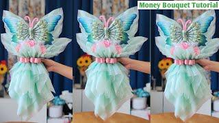 Money bouquet butterfly wings wrapping tutorial #moneyboquet #butterflywings