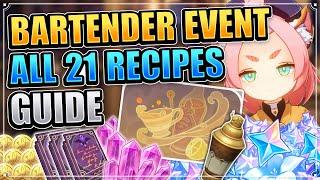 Of Drink A-Dreaming Bartender Event (ALL RECIPES FOR NAMECARD) Genshin Impact Guide Day 1 & 2