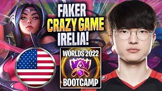 FAKER CRAZY GAME WITH IRELIA! - T1 Faker Plays Irelia MID vs Viktor! | Bootcamp 2022