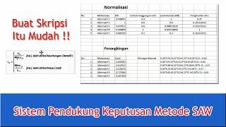 Sistem Pendukung Keputusan Metode SAW | Simple Additive Weighting | Excel