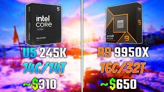 INTEL ULTRA 5 245K vs AMD RYZEN 9 9950X | Test in 6 Games