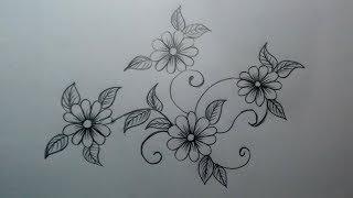 How to draw flower designs || simple flower designs | pencil drawing art by tanjina drawing