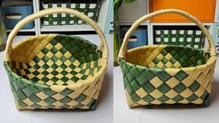 How to craft rattan basket with handle #diy #diybasket #handmade