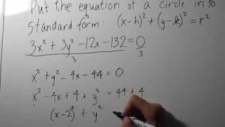 Writing the Equation of a Circle in Standard Form