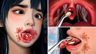 Asmr Stomatitis Treatment Because of Eating Hot Spicy Food | 扁桃結石除去ASMR