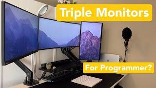 Real productive work from home desk setup for Software Engineer 2021 | Triple monitors home office