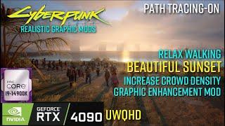 CyberPunk2077 Sunset Beach side walk | Path Tracing. GITS3.X graphic MODs. RTX4090.i9-14900K.