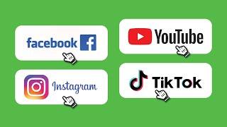 YouTube, Facebook Instagram Tiktok green screen | Subscribe, Like, Follow buttons