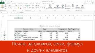 Excel Печать заголовков, линий сетки, формул и других элементов